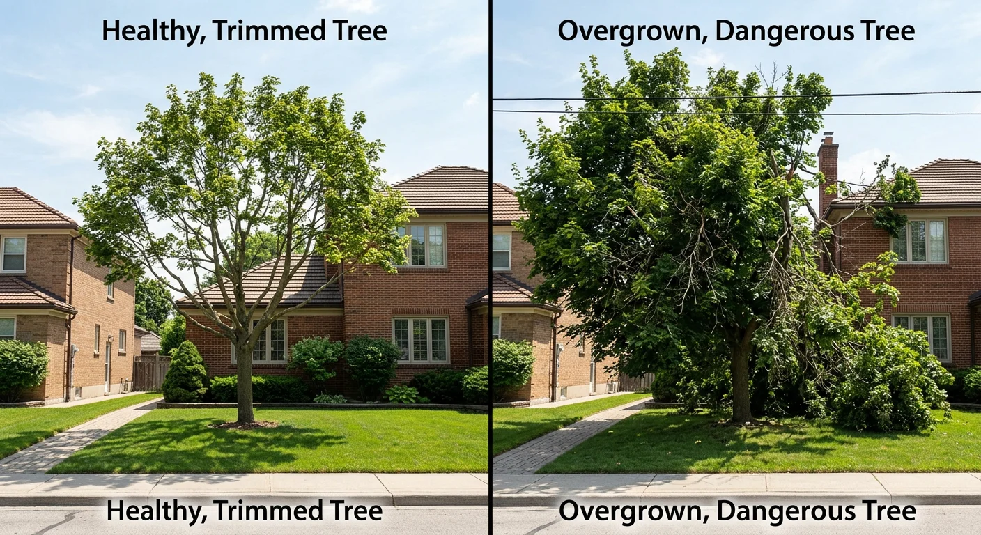 Tree professional pruning a large oak tree in a New Castle County Delaware residential yard